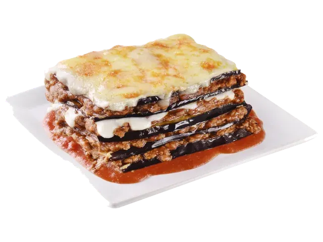 Lasanha de Beringela Parmesan, prato completo com acompanhamentos